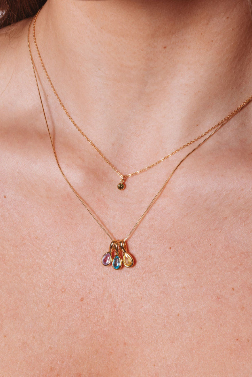 Multi Teardrop Birthstone Necklace