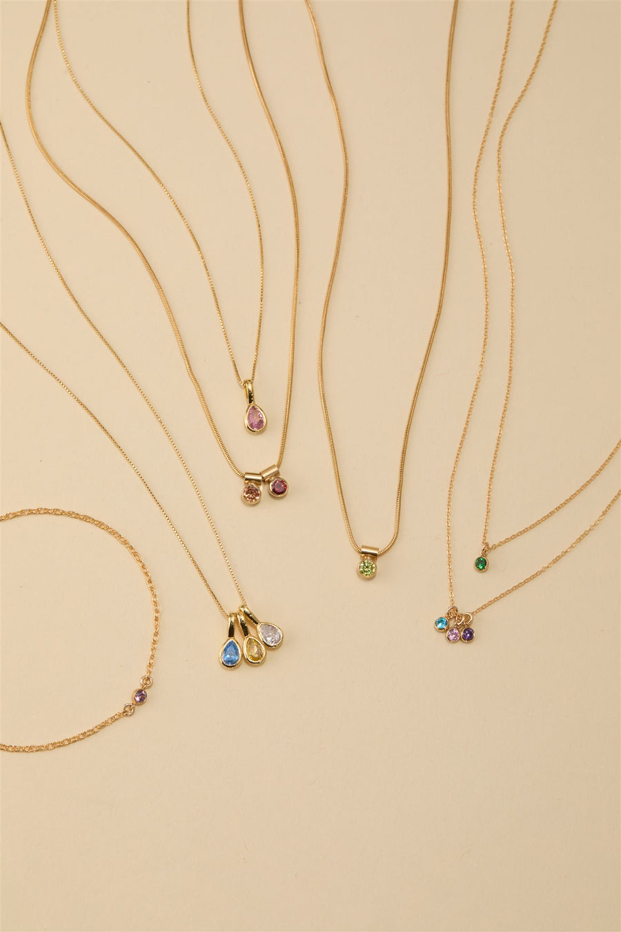 Multi Teardrop Birthstone Necklace