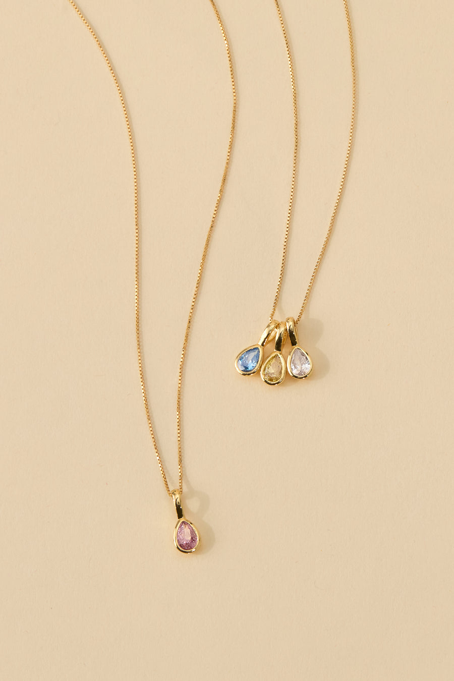 Multi Teardrop Birthstone Necklace